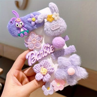 8 STKS/Set Schattige Pluche Cartoon Haarspelden Haarspeld Meisjes Kinderen Bloem Strik Haarspeldjes Clips Haarklem Haaraccessoires Winte white