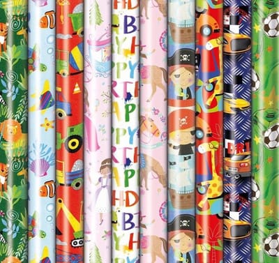 Assortiment luxe cadeaupapier inpakpapier voor kinderen 6 - 200 x 70 cm - 10 rollen