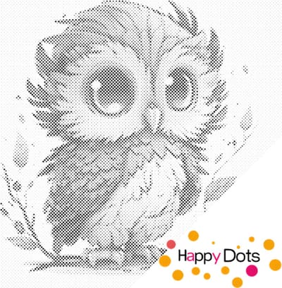 HappyDots DOT Painting Uil met grote ogen 30x30cm - Stippelschilderij