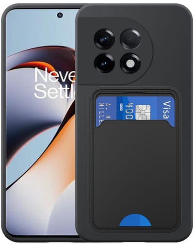 Geschikt voor OnePlus 11R Telefoonhoesje met TPU Pasjeshouder - Flexible Back Cover Case Siliconen TPU with Cardslot - Zwart - Smartphonica geschikt voor OnePlus 11R