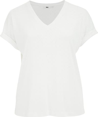 WE Fashion Dames T-shirt met opengewerkte structuur - Curve