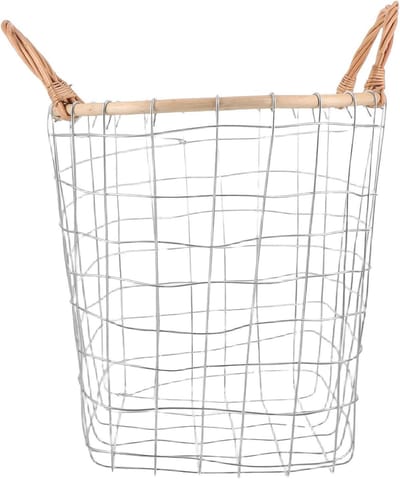 Houtmand - Brandhouthouder Opslag - Haardhout Opslaan - Met Handvat Ventilatie - 38x31x28.5 cm - Zwart