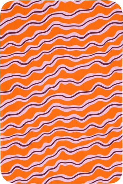 Badmat 60x90 cm - Antislip - Retro - Golvend - Oranje - Badmatten voor badkamer - Badkamermat - Douchemat - Badkamer mat