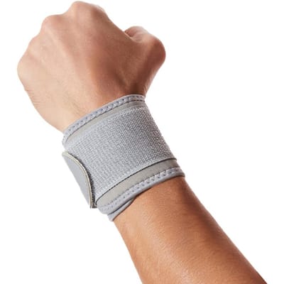 1 Stuk Verstelbare Polssteun Dubbele Compressie Nylon Band Sport Anti Verstuiking Beschermer Unisex grijs