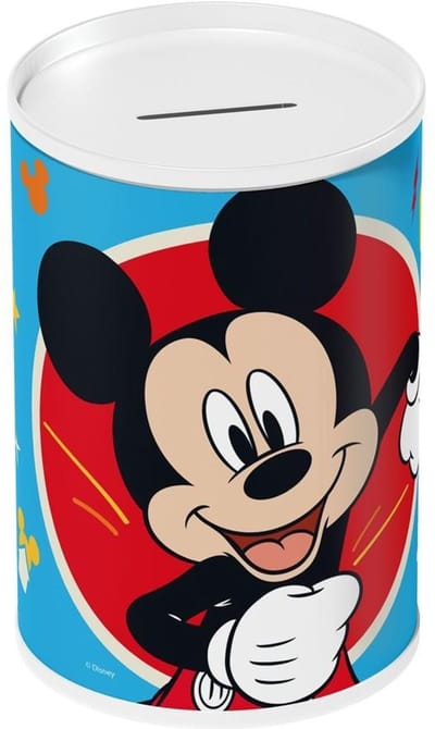 Disney Mickey Mouse Metalen Spaarpot 10 × 15 cm – Coin Box – Eenmalig Openen met Blikopener