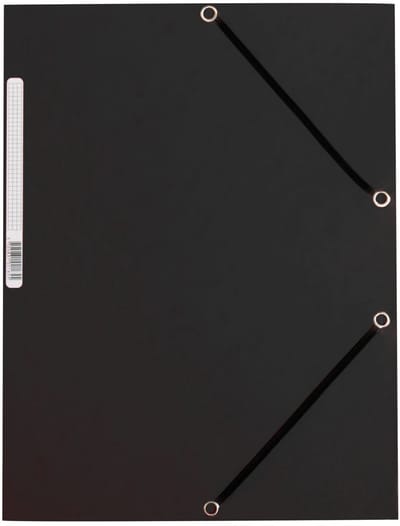 Q-CONNECT elastomap, A4, 3 kleppen en elastieken, karton, zwart