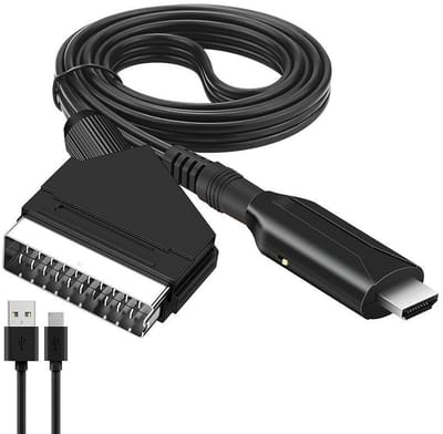 SCART naar HDMI Kabel, Adapter voor 1080p/720p HDMI Audio Video, Geschikt voor HDTV, STB, VHS, Xbox, PS3, Sky, DVD en Blu-ray Spelers
