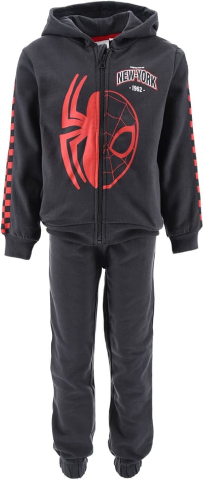 Marvel Spiderman Joggingpak / Trainingspak - Vest + Broek - Antraciet - Katoen/Polyester - Maat 98 (3 jaar)