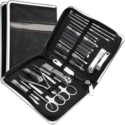Nagelknipperset 26-delig - Verzorgingsset manicure pedicure - Persoonlijke verzorging - Roestvrij staal - 26 stuks - Zwart
