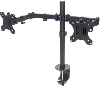Manhattan 461528 Tafelbeugel voor monitor Aantal monteerbare displays: 2 Display(s) 33,0 cm (13) - 81,3 cm (32) Zwart In hoogte verstelbaar,