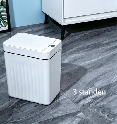 3 standen badkamerprullenbak met deksel contactloze automatische sensor 16L kleine prullenbak slimme elektrische smalle plastic prullenbak geschikt voor woonkamer slaapkamer kantoor keuken wit