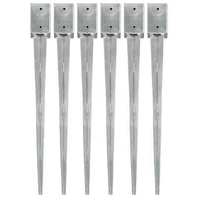 vidaXL - Grondpinnen - 6 - st - 9x9x90 - cm - gegalvaniseerd - staal - zilverkleurig