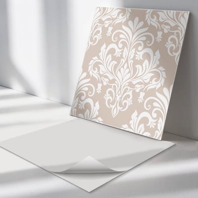 Wallfluent Vinyl Tegels - Elegant Plantenpatroon Vinyl Vloer Tegels - 30 cm x 30 cm - Beige PVC Tegels - 9 stuks - Vierkant PVC Tegels - Patroon Plaktegels - Zelfklevende Vinyl Tegels - Plaktegels Keuken en Badkamer