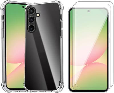 Hoesje geschikt voor Samsung Galaxy A56 / A36 - 2x Screenprotector Glas - Shockproof Transparant