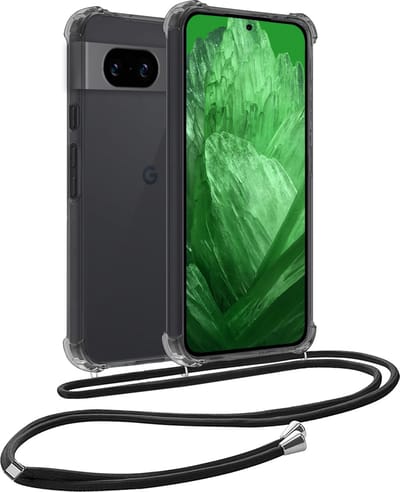 Hoesje Geschikt voor Google Pixel 8a - Met Koord - Shock Proof - Siliconen Case - Back Cover - Telefoonkoord - Telefoon Hoes Shockproof - Telefoonketting - Transparant