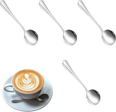 Set van 4 roestvrijstalen espresso lepels van 11,5 cm - Mini lepelset voor koffie, demitasse en desserts
