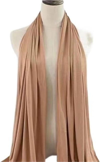 Gebreide Jersey Sjaal - Lange Hoofddoek - Dagelijks Gebruik - Zijdeglans Katoen - One Size - Khaki