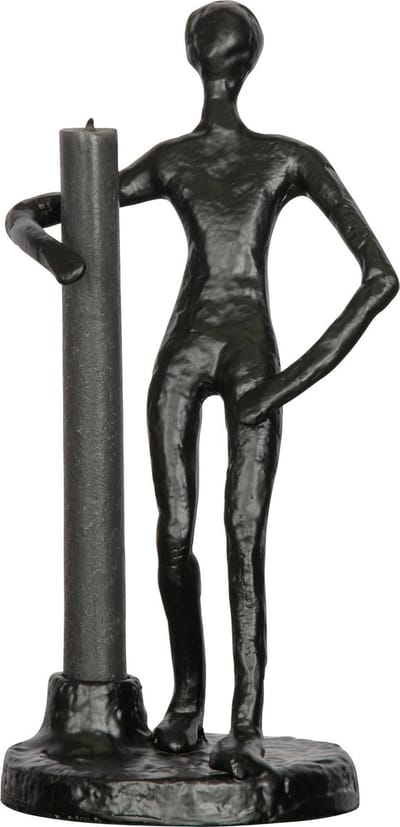 WOOOD Exclusive Mattie Kaarsenhouder - Metaal - Zwart - 26x13x12