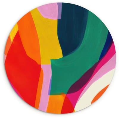 WallCircle® Wandcirkel 120x120 cm - Muurcirkel Vormen - Golvend - Abstract - Felroze - Muurdecoratie woonkamer - Wanddecoratie slaapkamer - Kamer decoratie accessoires - Ronde schilderijen XXL