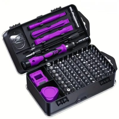 Precisie Schroevendraaier Set - Reparatieset Bits - Elektronica Reparatie - 115 Delig - Compacte Koffer - Paars