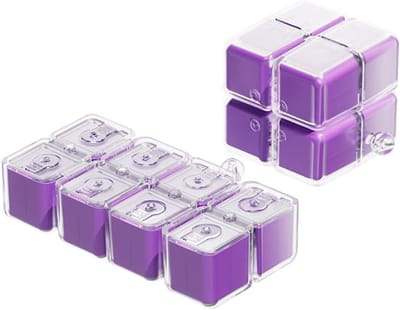 Travel pill organizer, magnetic square and cute pill box, portable medicine case with 8 compartments, 7-day vitamin and supplement storage box (purple)