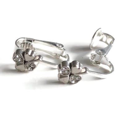 MNQ bijoux - Clipoorbellen - Oorclips - Kind - Meisje - Dames - Klavertje Vier - Glitter - Kleurloos - Knopje
