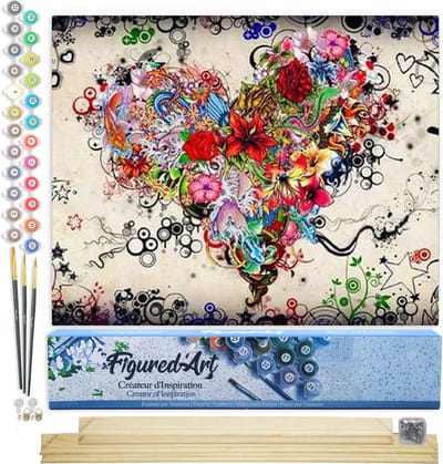 Figured'Art Schilderen op Nummer - Liefde Bloemen - 40x50cm - DIY Kit