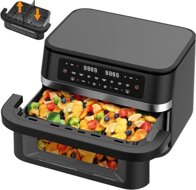 Airfryer – Heteluchtfriteuse – Digitale Friteuse – Gezond Koken – XXL 11L – 2950W Vermogen – Dual-Zone Met Verwijderbare Divider