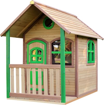 AXI Alex Speelhuis in Bruin/Groen - FSC hout - Houten Speelhuisje voor de tuin / buiten - Tuinhuisje met veranda voor kinderen - 10 jaar garantie