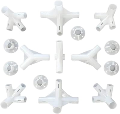 Tent Connectoronderdelen - Gazebo Onderdelen - Tent Reparatie - 15 Delige Set - 25/19mm Buis - Wit