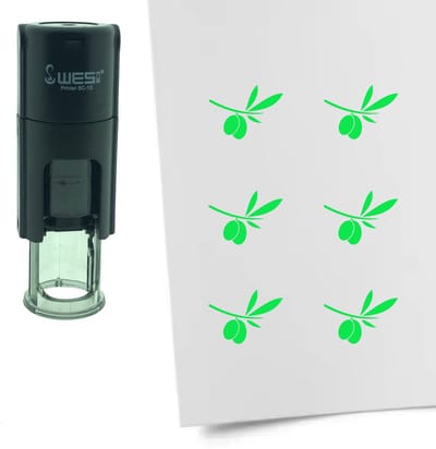 CombiCraft Stempel Olijftak met Olijf 10mm rond - groene inkt