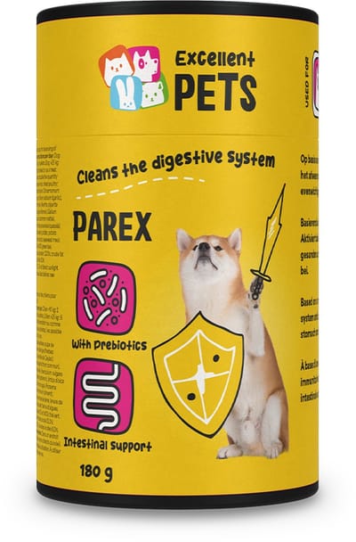 Excellent Pets Spijsvertering 180 gr - Prebiotica - 100% natuurlijk - Bij Moeilijke Ontlasting - Bevordert darmflora, versterkt Immuunsysteem en Glanzende Vacht - Weerstand Honden supplementen - Dog Parex