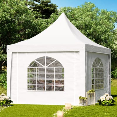 TOOLPORT pagodetent paviljoen 3x3m snel & eenvoudig te monteren met vensters - robuust PVC-zeil 700 wit