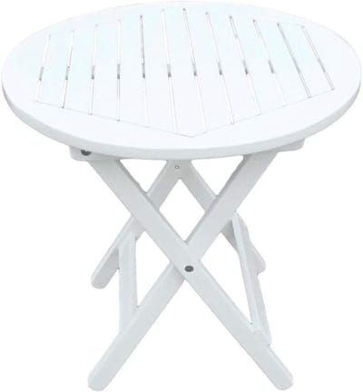 Bijzettafel rond - Houten tafel - Buiten genieten - Inklapbaar ontwerp - 50 cm diameter - Wit