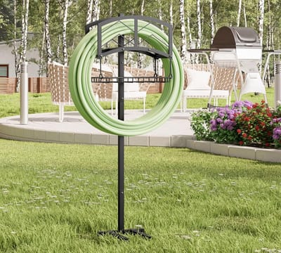 Draagbare slanghouder - Slang organizer - Tuin bewateren - Met opbergmand - Houdt 150FT slang - Zwart