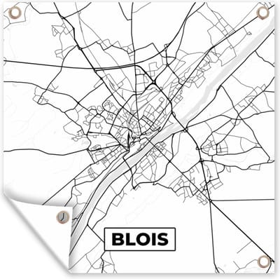 Tuin poster Stadskaart - Blois - Plattegrond - Kaart - Frankrijk - Zwart wit - 200x200 cm - Tuindoek