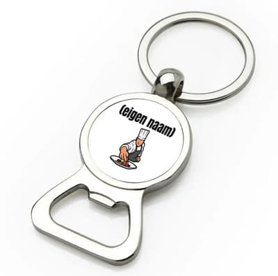 Akyol - chefkok flesopener - Kok - iemand die goed kan koken - met eigen naam - leuk cadeau voor iemand die chefkok is - cadeau - kado - 9 bij 3 cm