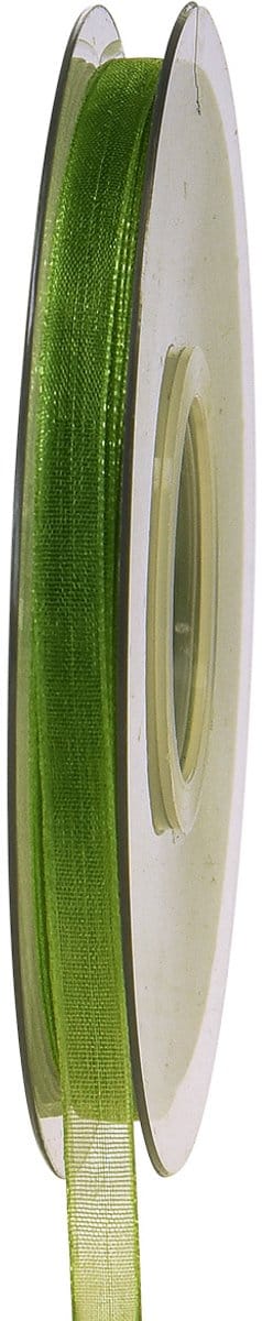 Organza lint groen cadeaulint geweven rand olijfgroen 6mm 50m