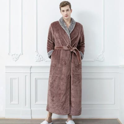 Flanellen Nachthemd Dames Heren Winter Grote Maten Badjas Verdikken Warm Koppels Geliefden Lange Slaapkleding Badjas met Riem XL