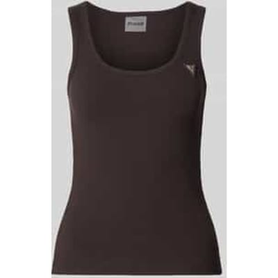 Tanktop in riblook met labelapplicatie model 'COLETTE'