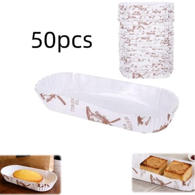 Papieren schaal - broodpapieren schaal - hotdogpapieren schaal - cakepapieren schaal - bootvormig - hittebestendig - keukenaccessoires - geschikt voor het bakken van cake, muffins, brood (wit, 14*4,8 cm)