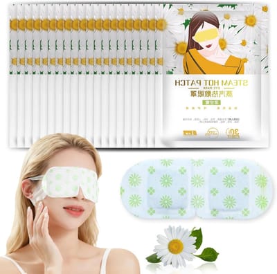 Thijox - 20 stuks verwarmend stoom-oogmasker, kamille oogcompressen voor ontspanning, vermindering van donkere kringen, gezwollen ogen, slaapmasker vo