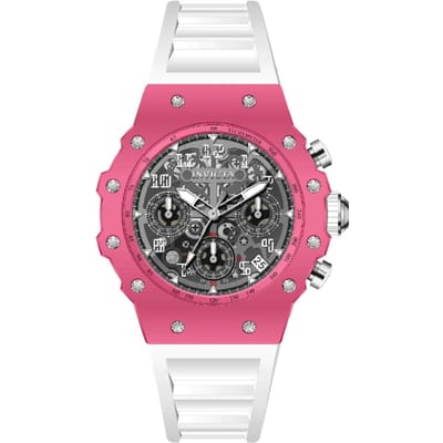 Invicta Racing 69624 Herenhorloge - Quartz Uurwerk - Acryl met Zilveren Wijzerplaat - 40 mm
