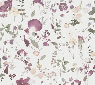 BOEKET BLOEMEN BEHANG | Landelijk - wit violet roze groen - A.S. Création PintWalls II