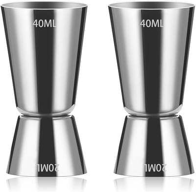SnelShoppen - Cocktail Measuring Cup Set van 2 - Dubbele Maat 20/40 ml - RVS Cocktail Maatbeker voor Bar en Thuis - Perfect voor Feesten en Mixen