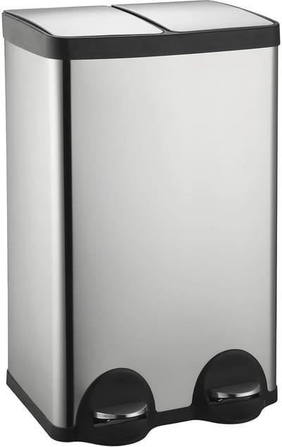 Keuken afvalemmer - Dubbele prullenbak - Afval scheiden - Soft Close deksel - 2x 30 liter - Zwart/Zilver