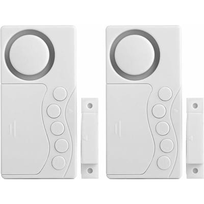 Deuralarm - Deur- en raamalarm - Alarm voor open koelkastdeur - Vriezersensorbel - 4-in-1 deuralarmbel met sensor - 108 decibel - Koelkastalarm 2-pack - Wit - Batterij niet inbegrepen