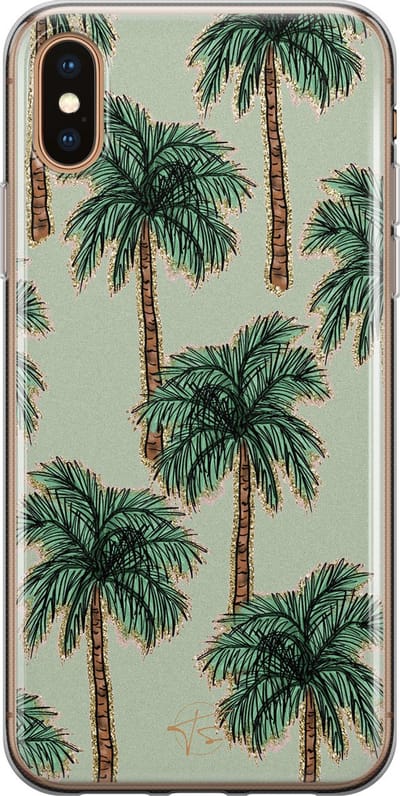 Hoesje geschikt voor iPhone Xs Max - Palmbomen - Soft Case - TPU - Natuur - Groen - Mooie Telefoonhoesjes