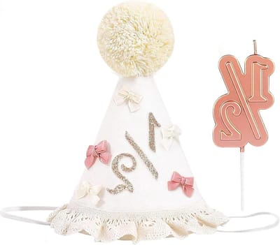 Yalucky Halfverjaardag meisjeshoed, babyshower hoeden, halve verjaardag kroon, outfitdecoraties, 6 maanden verjaardagsdecoraties, prinsessenhoed met kant en strik