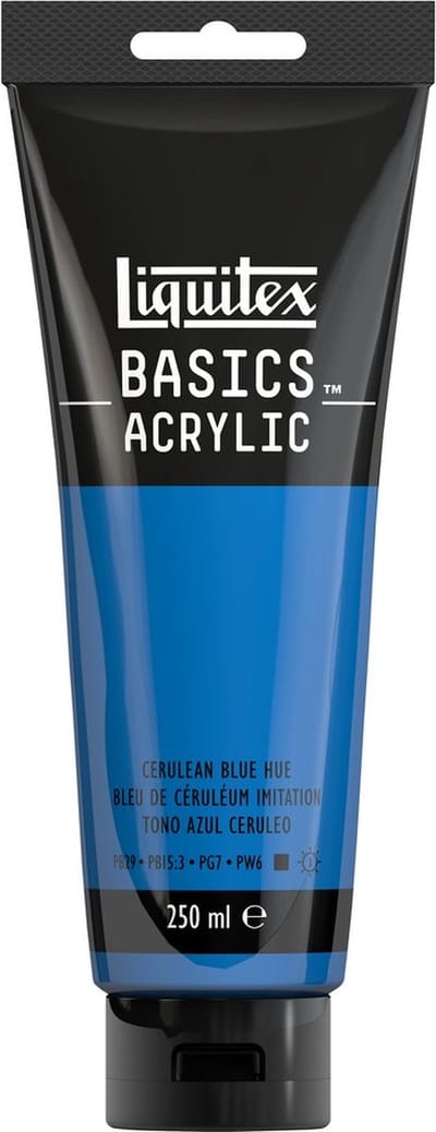 Liquitex 88700219 Basics Acrylverf Cerulean Blue Hue – 250 ml | Kunstenaars Acrylverf | Middelmatige Viscositeit | Lichtechte Kleur voor Schilderen & Canvas